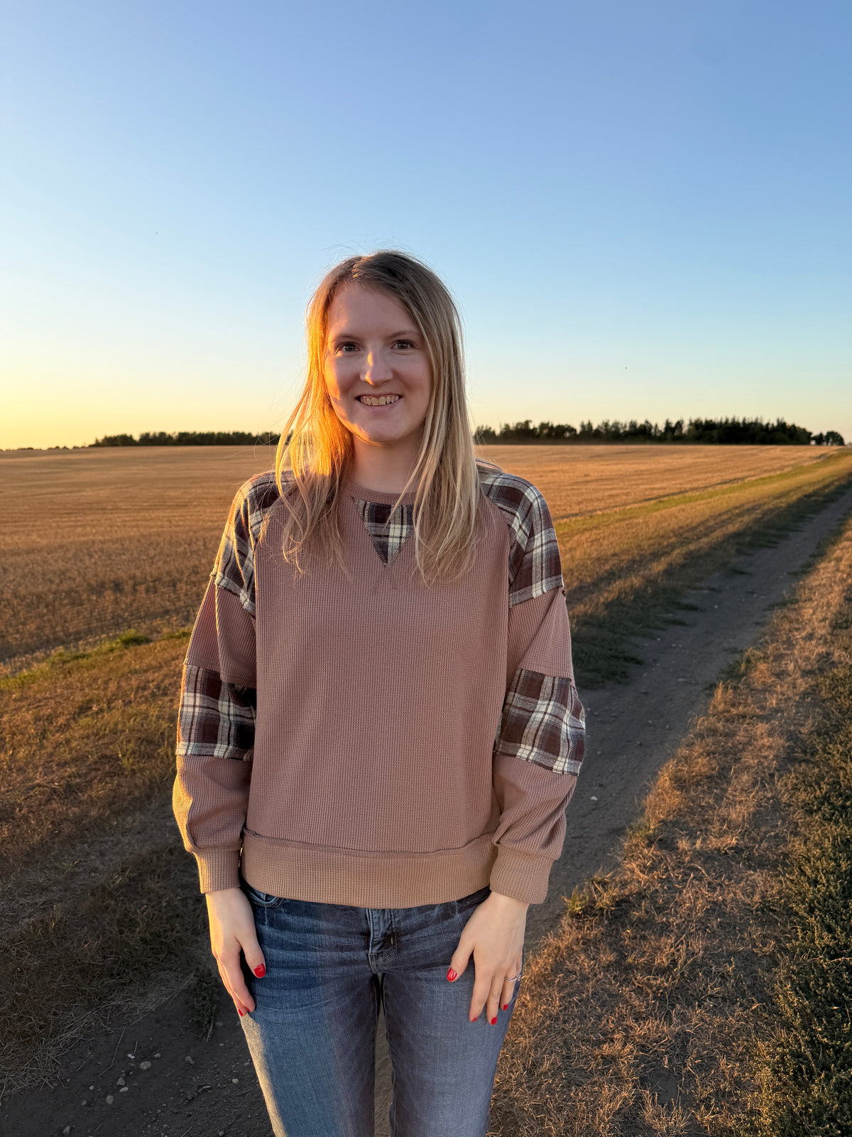 Harvest Plaid Waffle Top