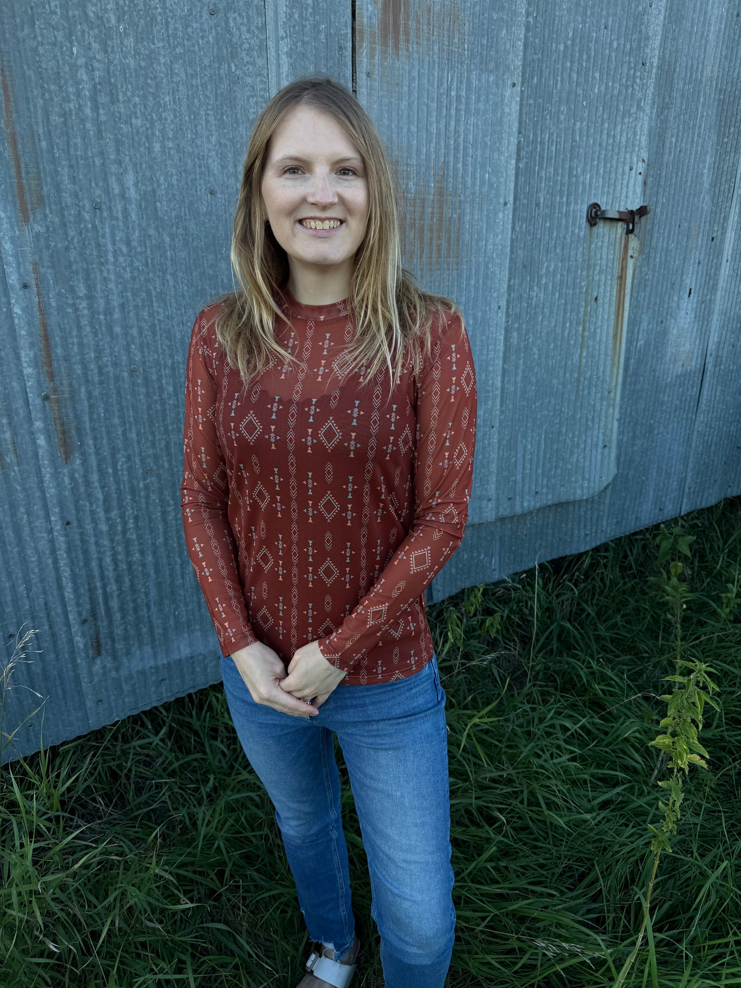 Belle Aztec Mesh Top