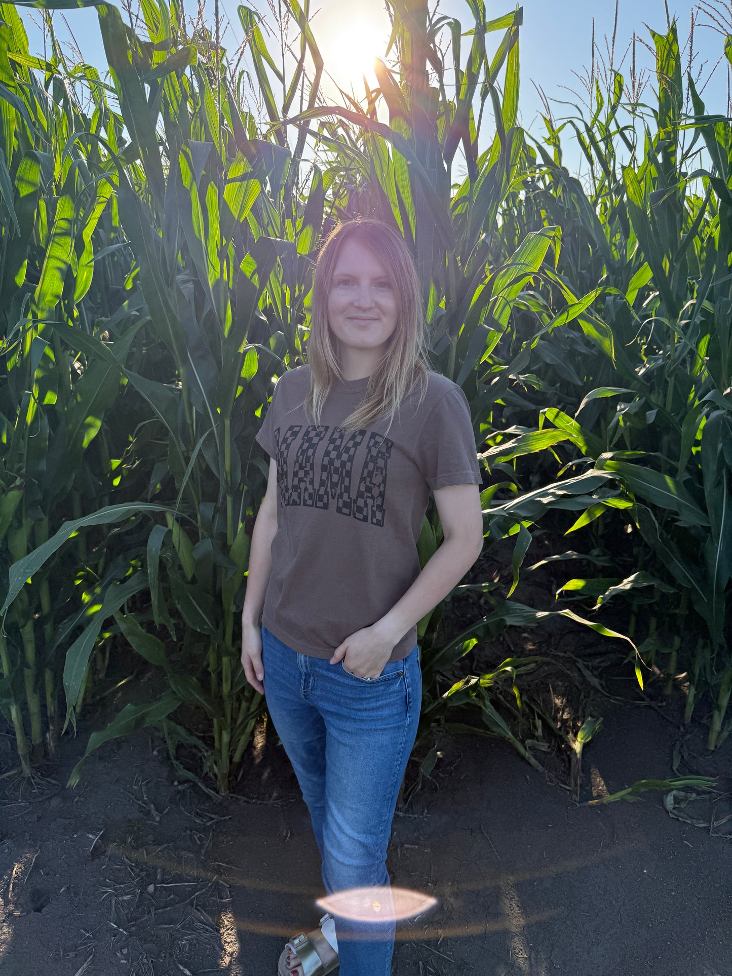 Mama Checkered Graphic Tee