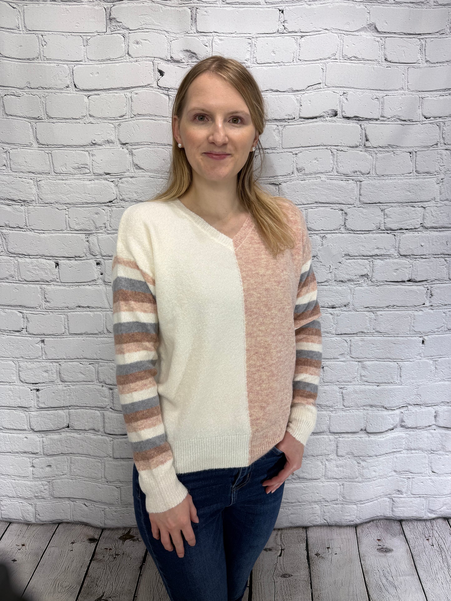 Blushing Color Block Sweater