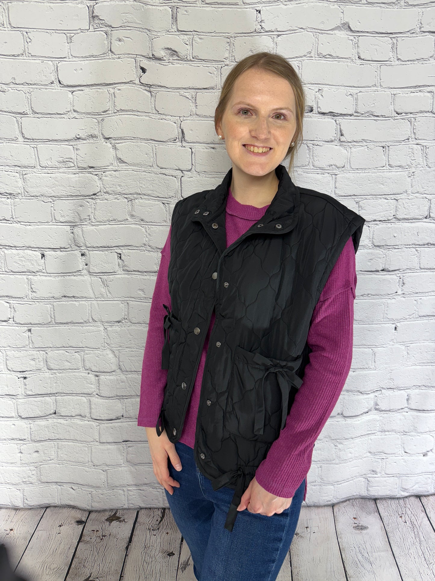 Tie Detail Puffer Vest