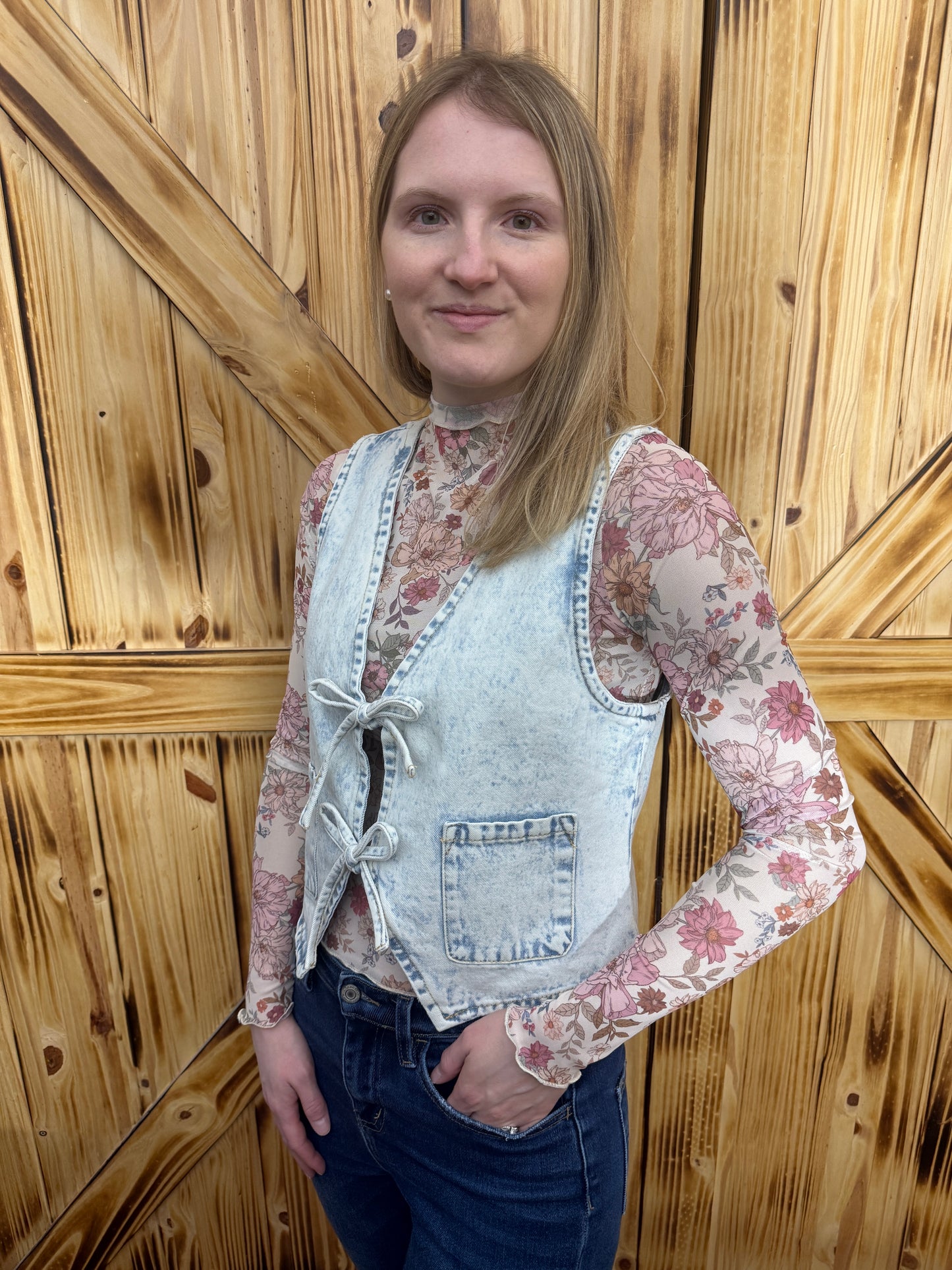 Dara Denim Tie Vest