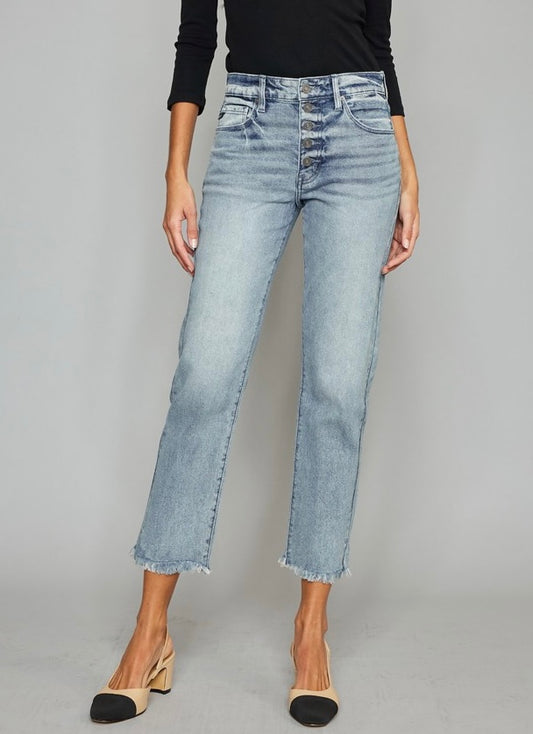 KanCan High Rise Straight Cropped Jeans