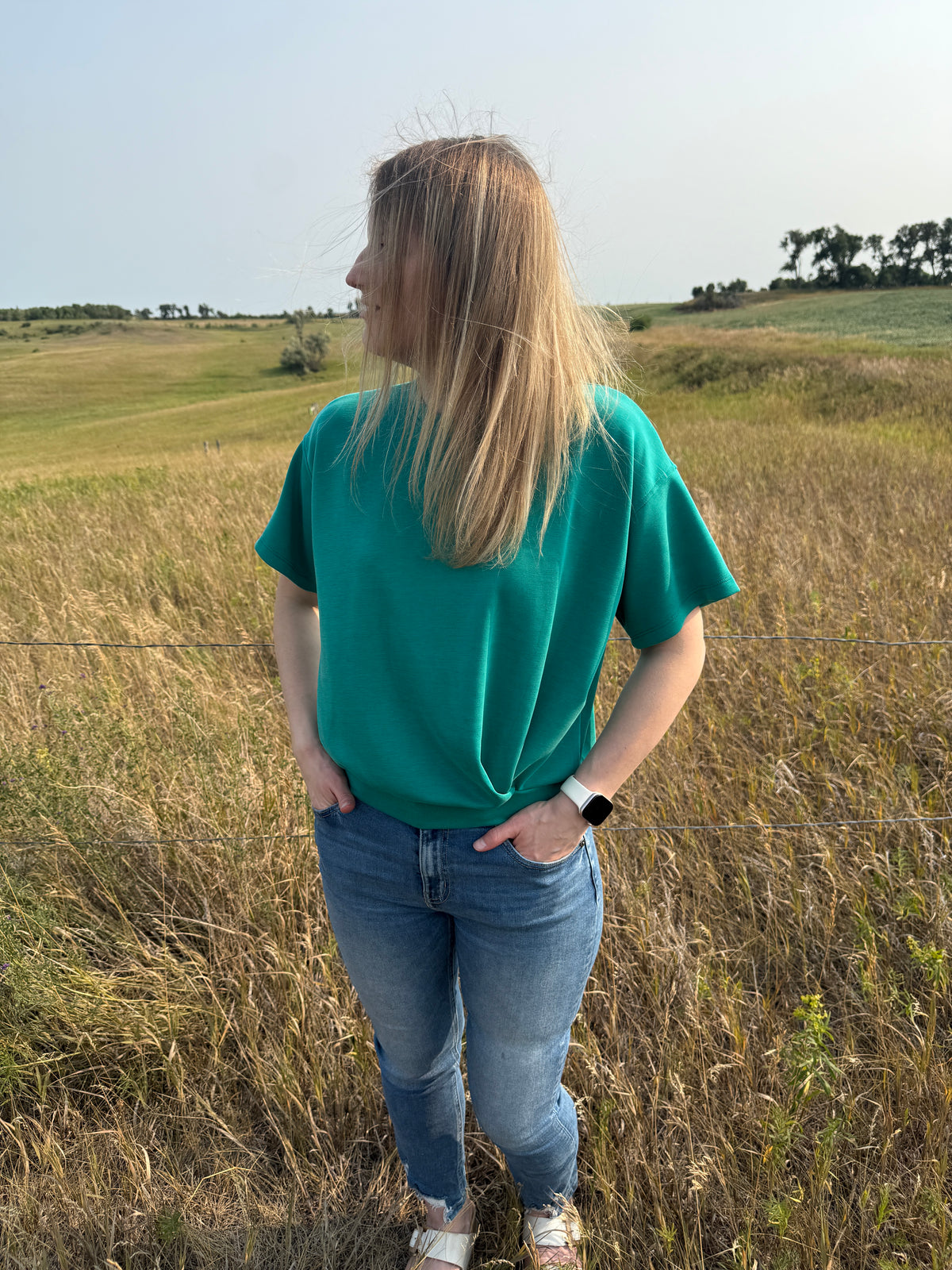 Emerald Pleated Top