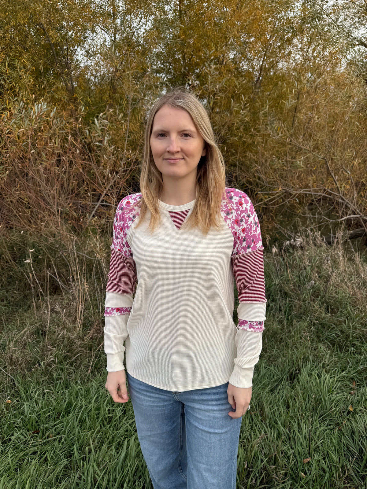 Floral Block Waffle Top