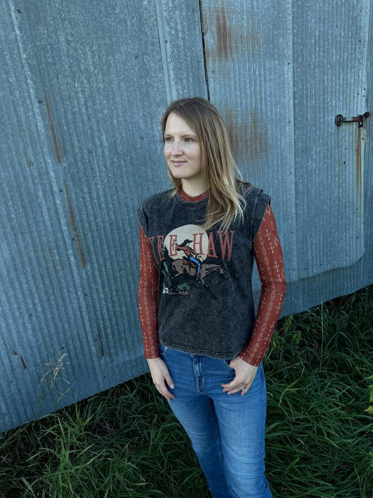 Yeehaw Cap Sleeve Top