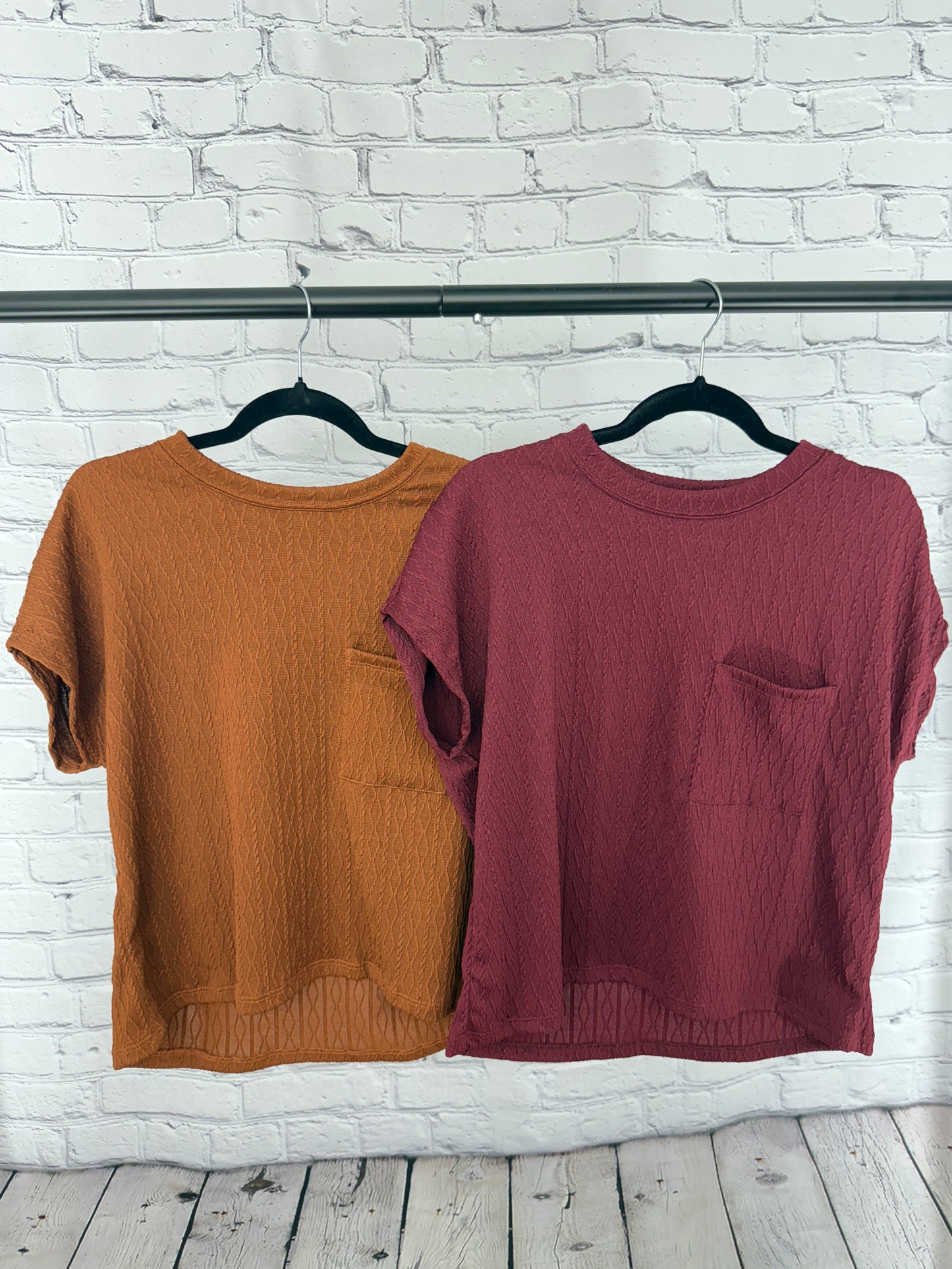 Solid Jacquard Pocket Top