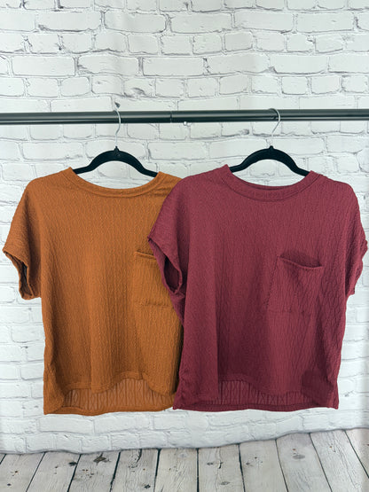 Solid Jacquard Pocket Top