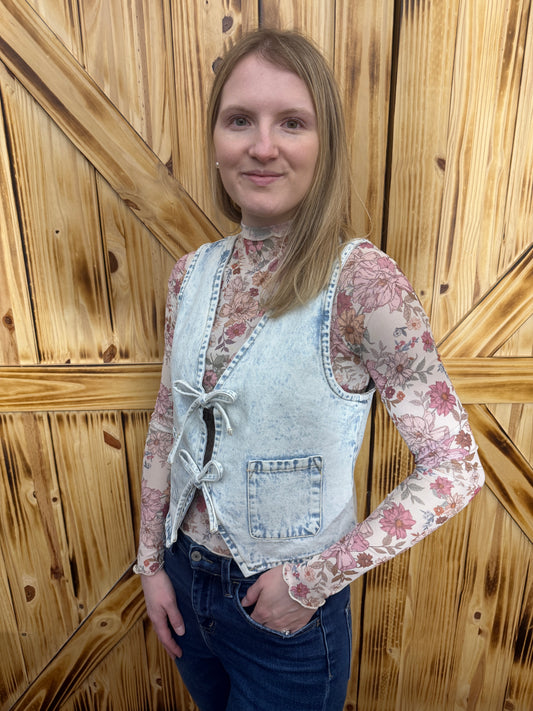 Dara Denim Tie Vest