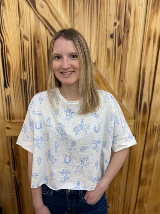 Talia Western Graphic Top