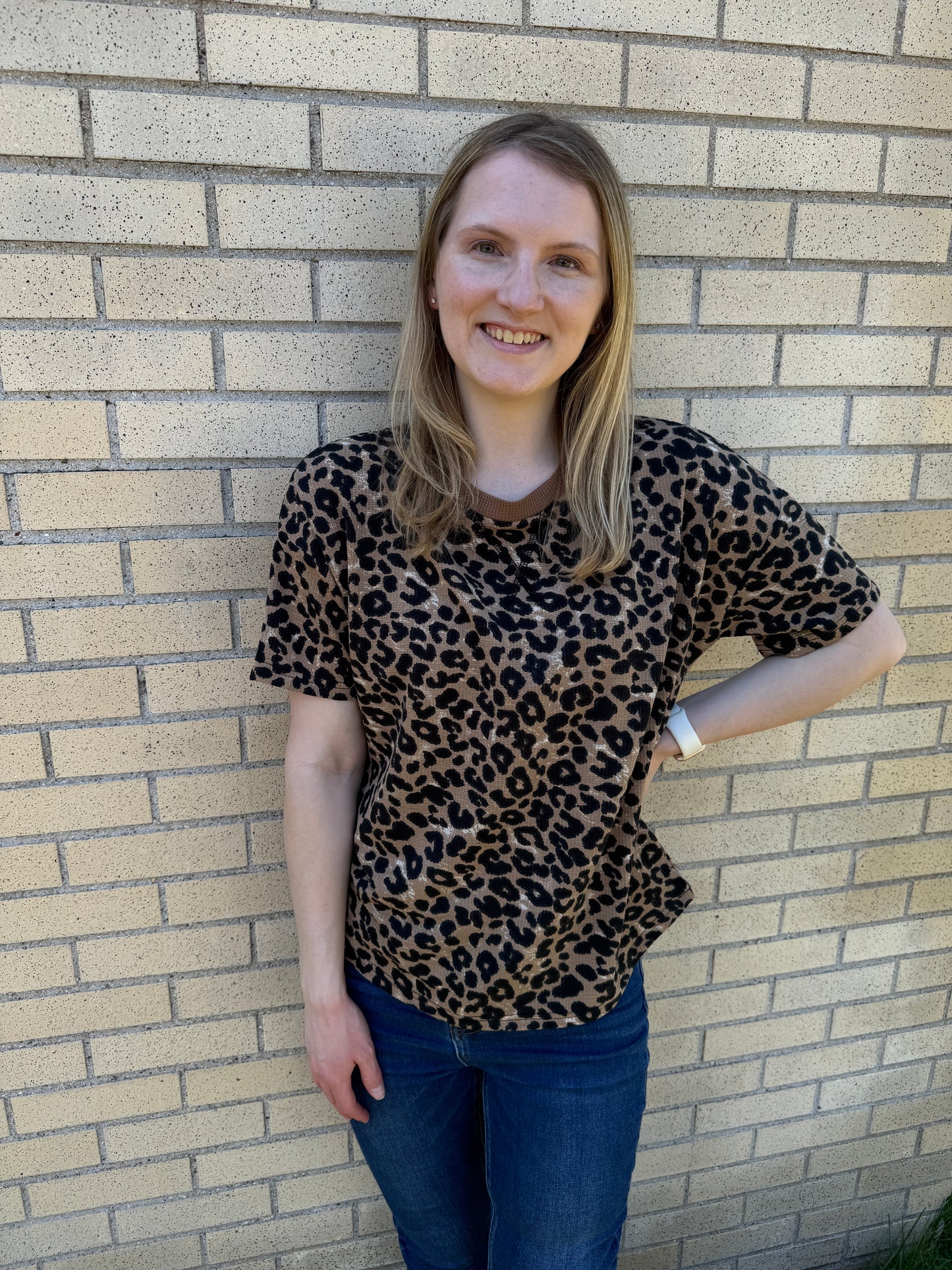 Waffle Animal Print Top